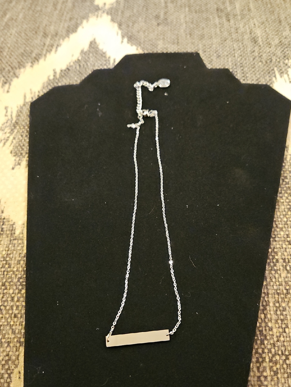 Plunder Silver  Bar Pendant Necklace - Silver Tone